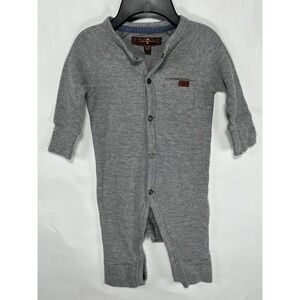 7 For All Mankind Baby Coverall Romper 0-3 Months Waffle Knit‎ Thermal Gray Snap